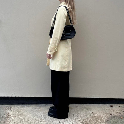 Vintage butter yellow pea trench coat