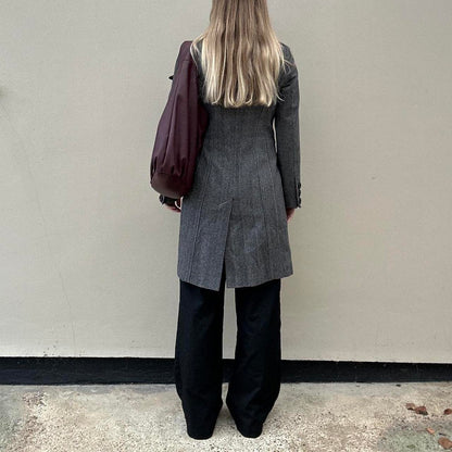 Vintage herringbone funnel neck coat