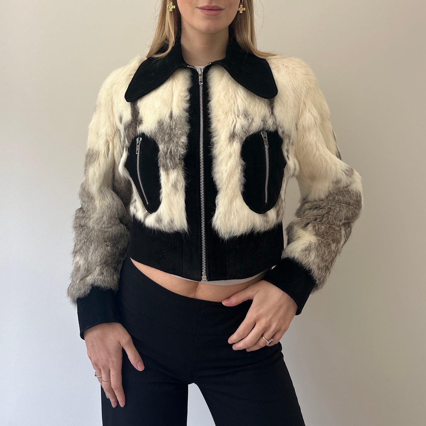 Vintage Fur & suede bomber jacket
