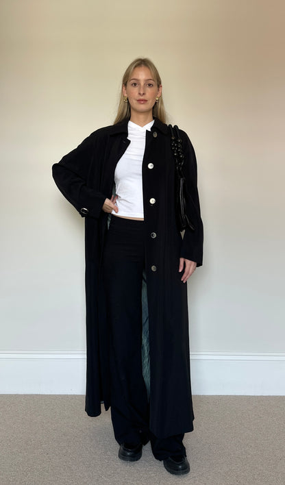 Vintage Black full length Trench Coat