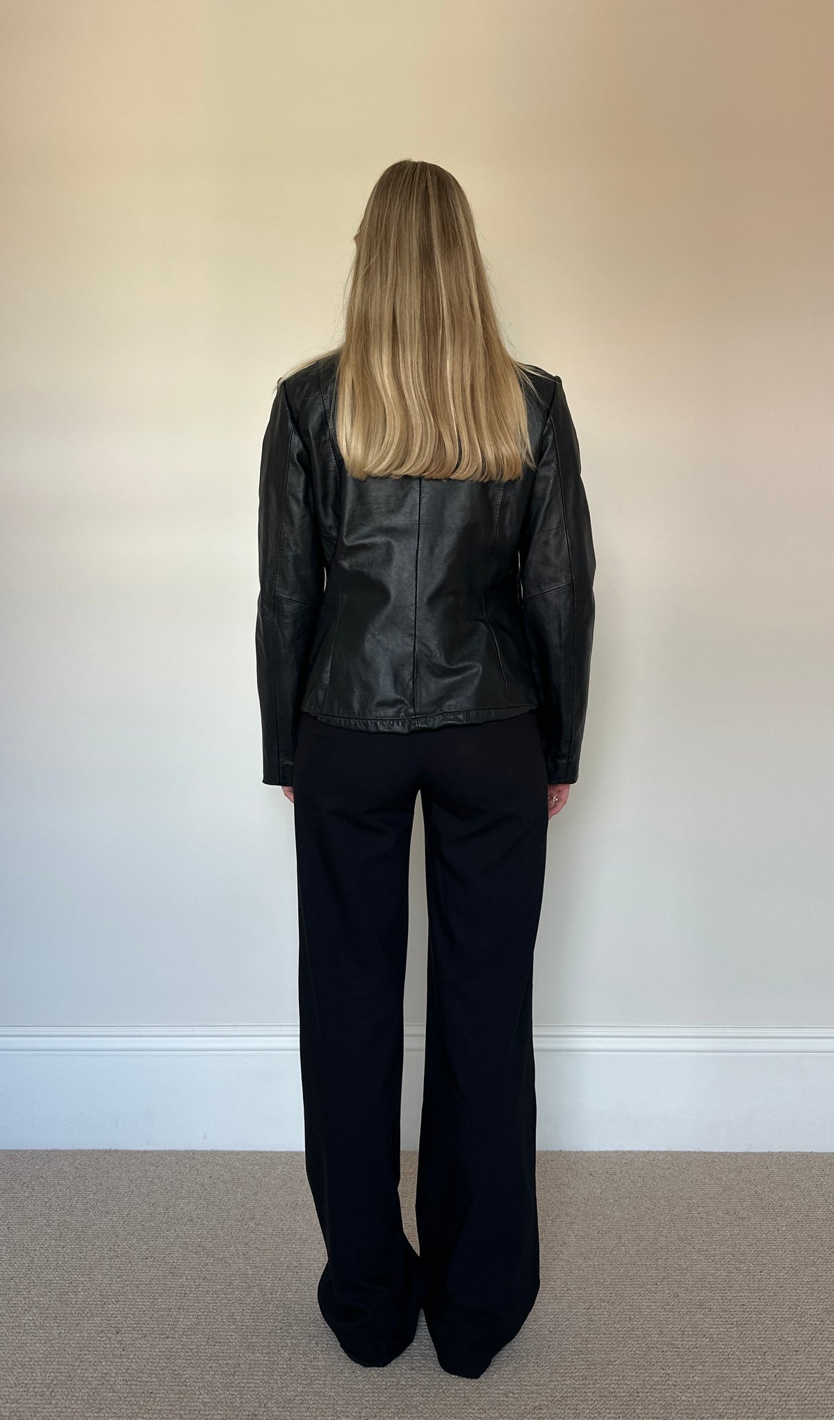 Vintage Leather Jacket with faux fur collar