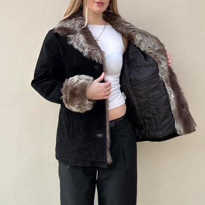 Vintage suede & faux fur jacket