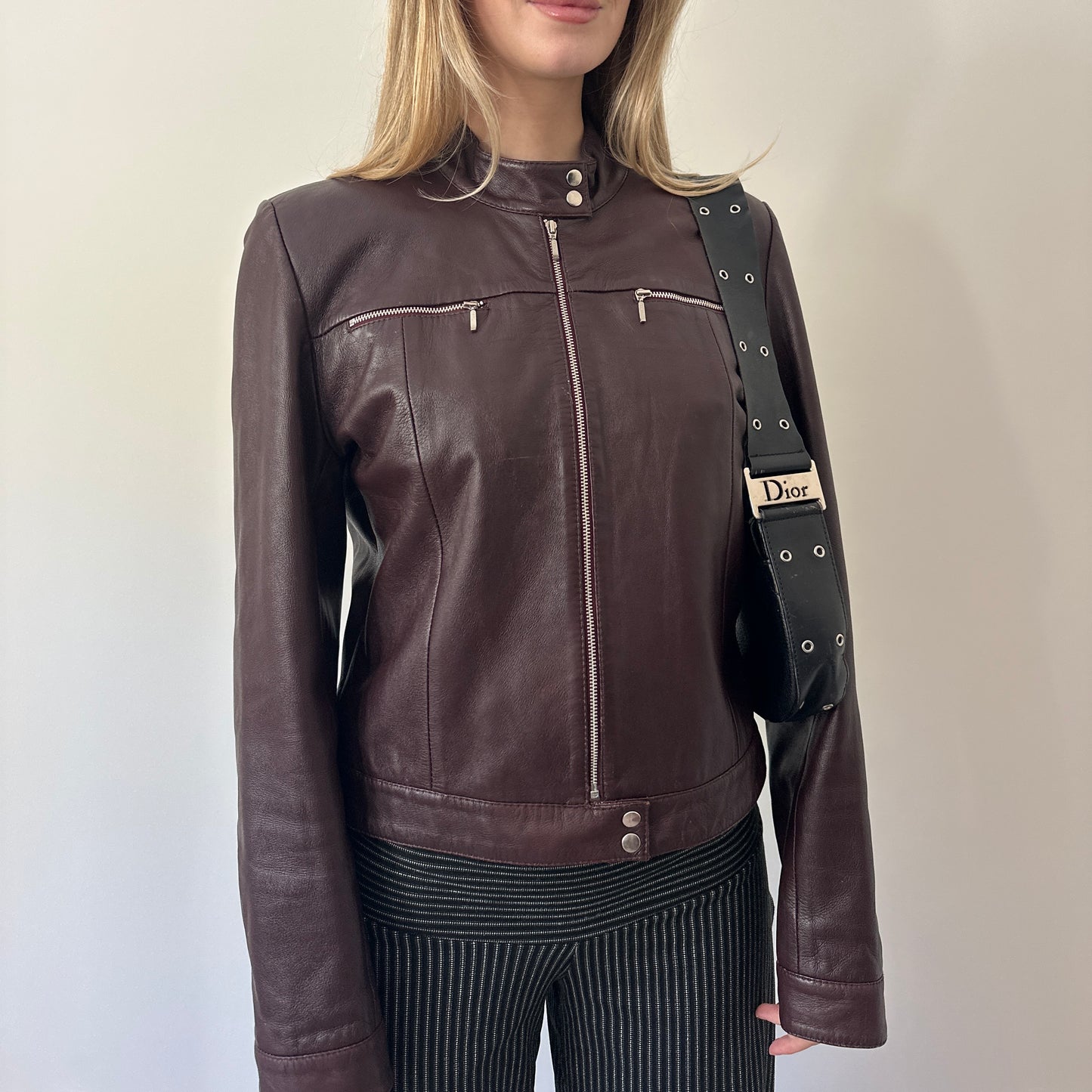Vintage burgundy leather jacket