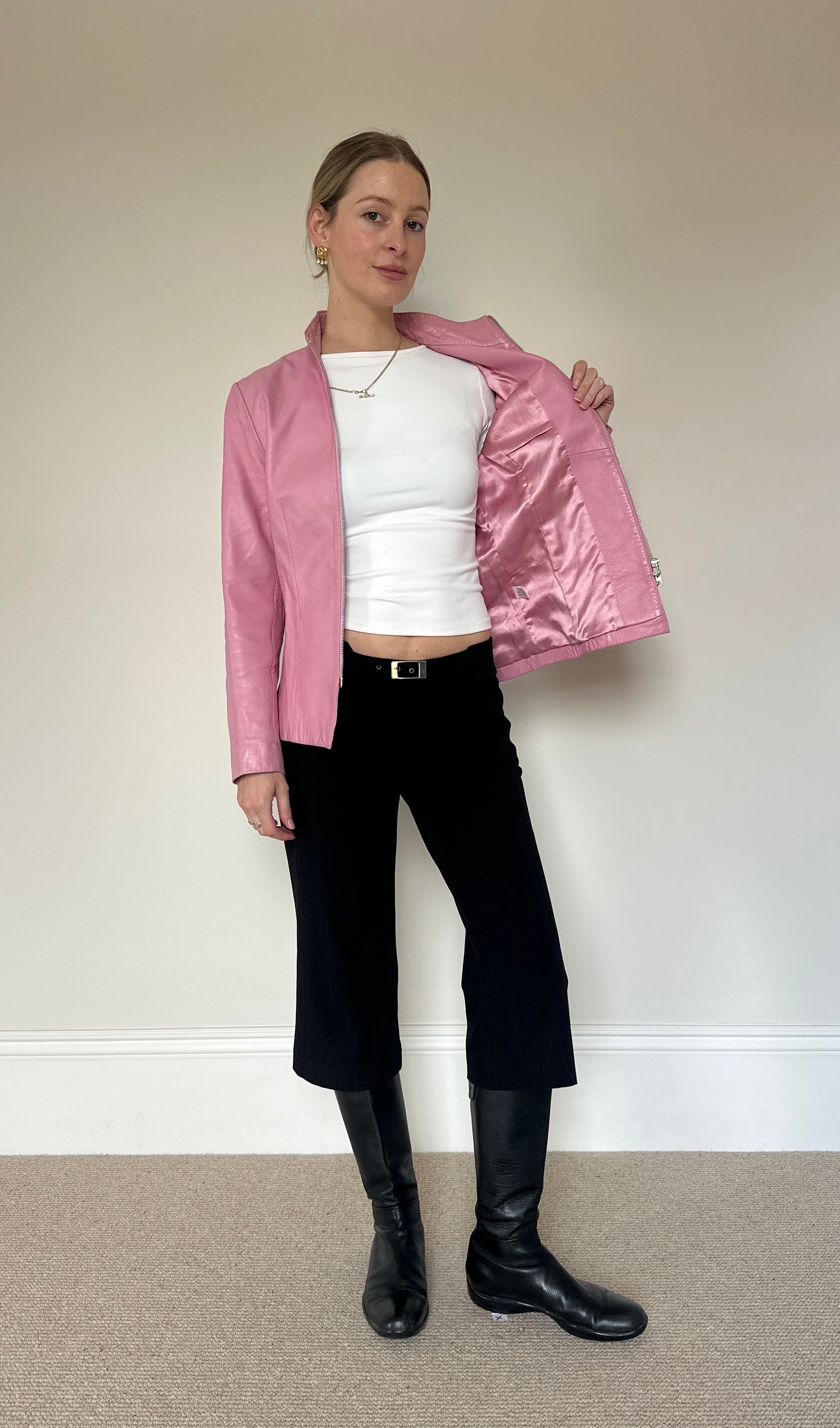 Vintage pink leather jacket