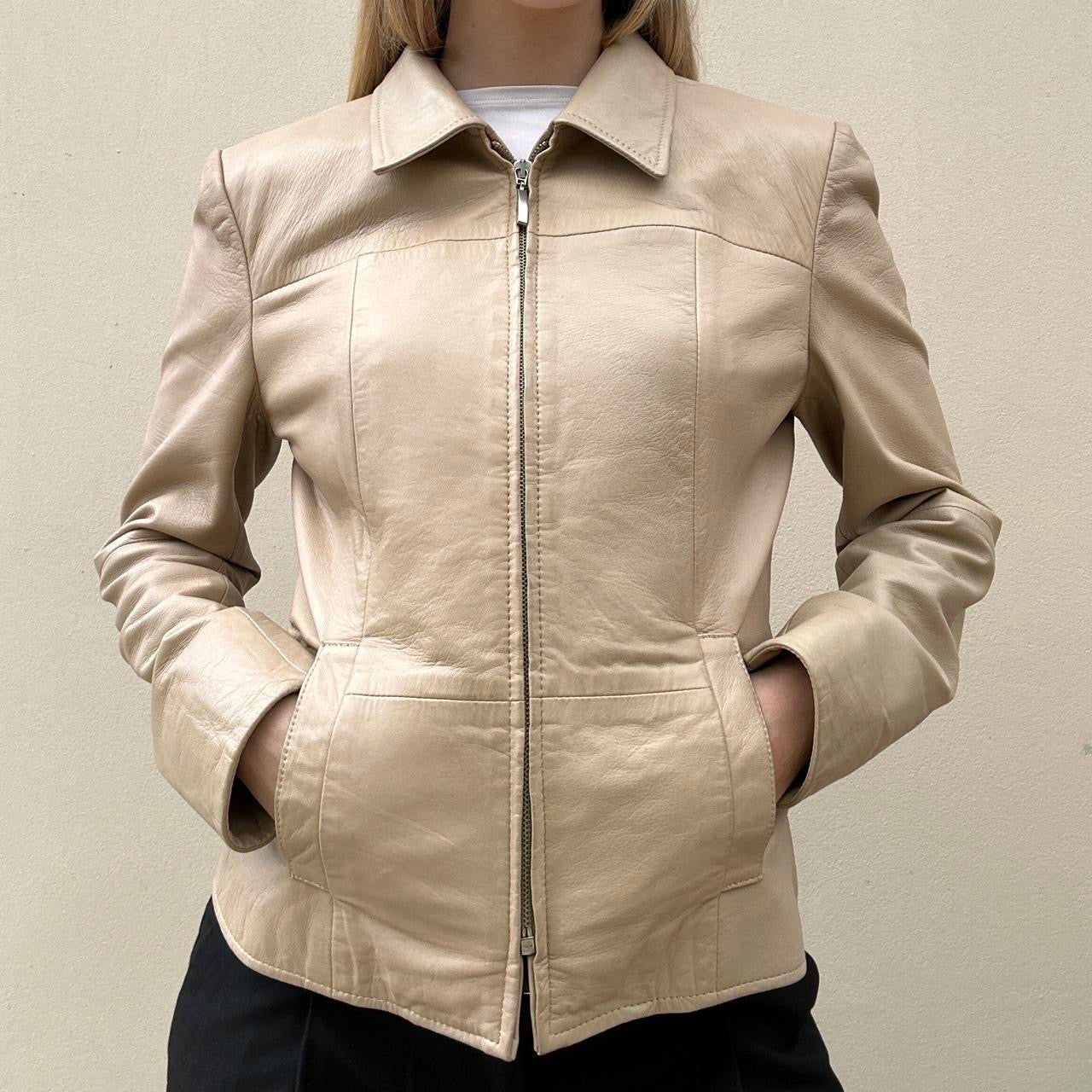 Vintage 00s cream leather jacket