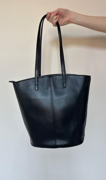 Black leather Tassle Bag