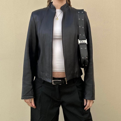 Vintage 90s black leather jacket