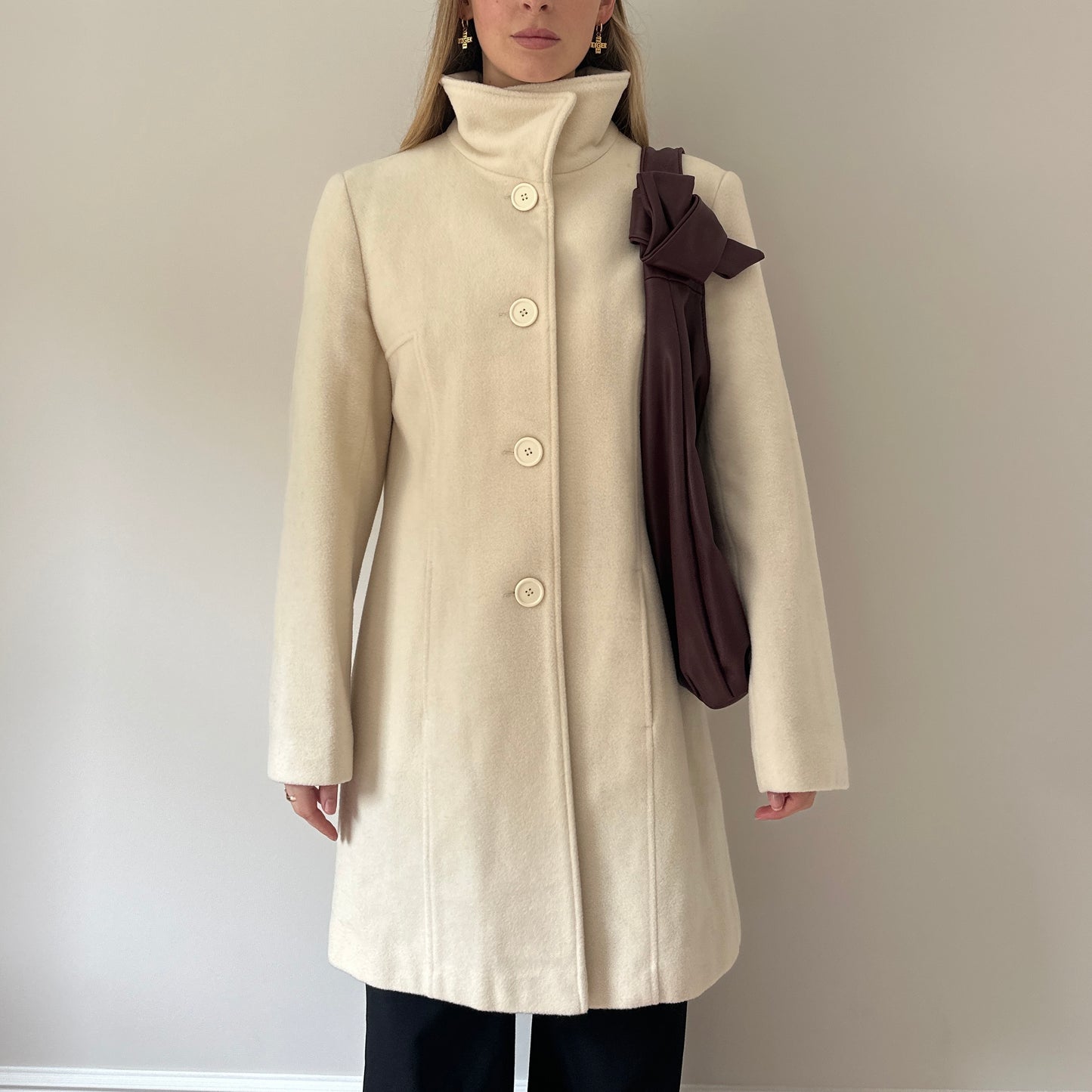 Vintage cream funnel neck jacket