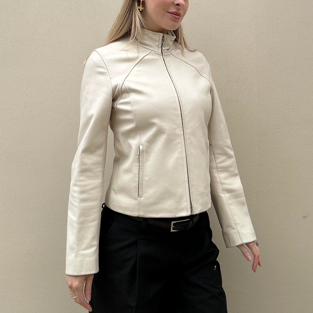Vintage 00s cream leather jacket