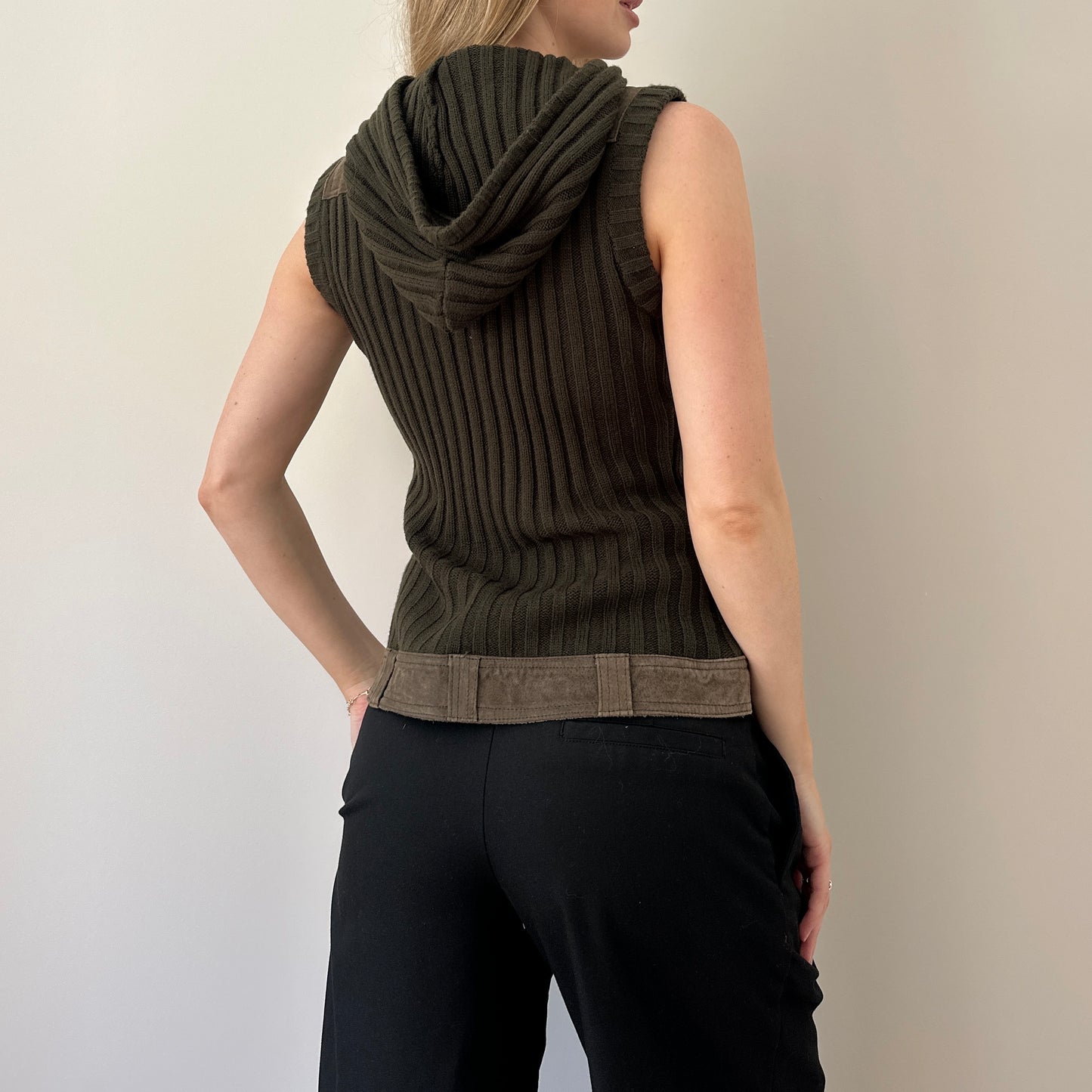 Vintage suede & knit gilet