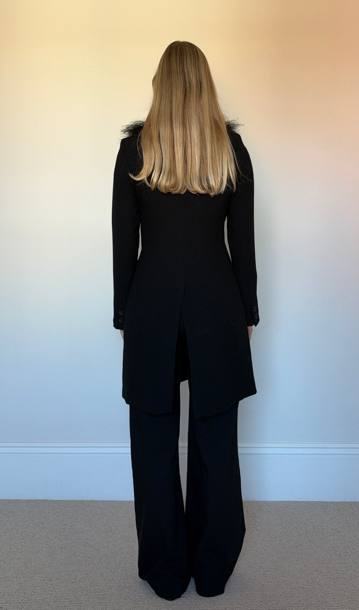 Vintage black mongolian fur coat