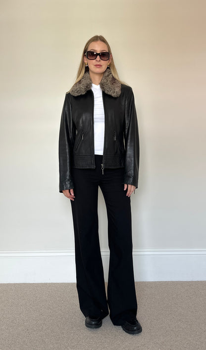Vintage leather & faux fur jacket