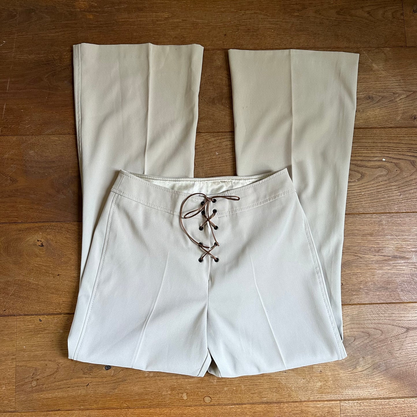 Vintage lace up flare trousers