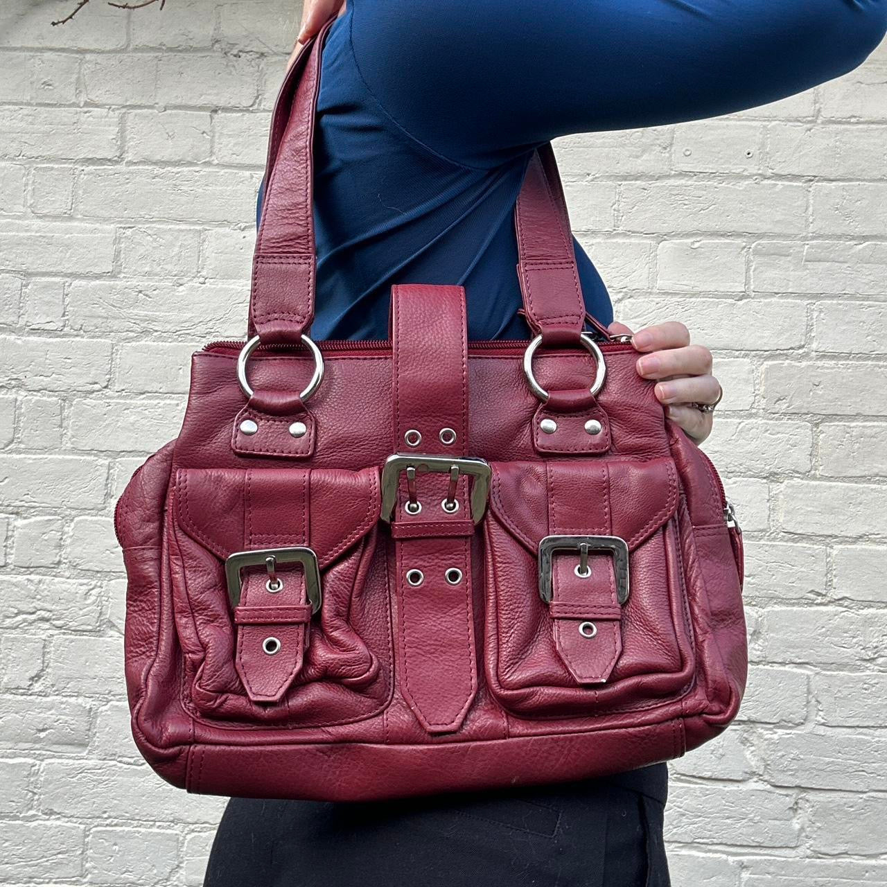 Vintage 00s red leather handbag