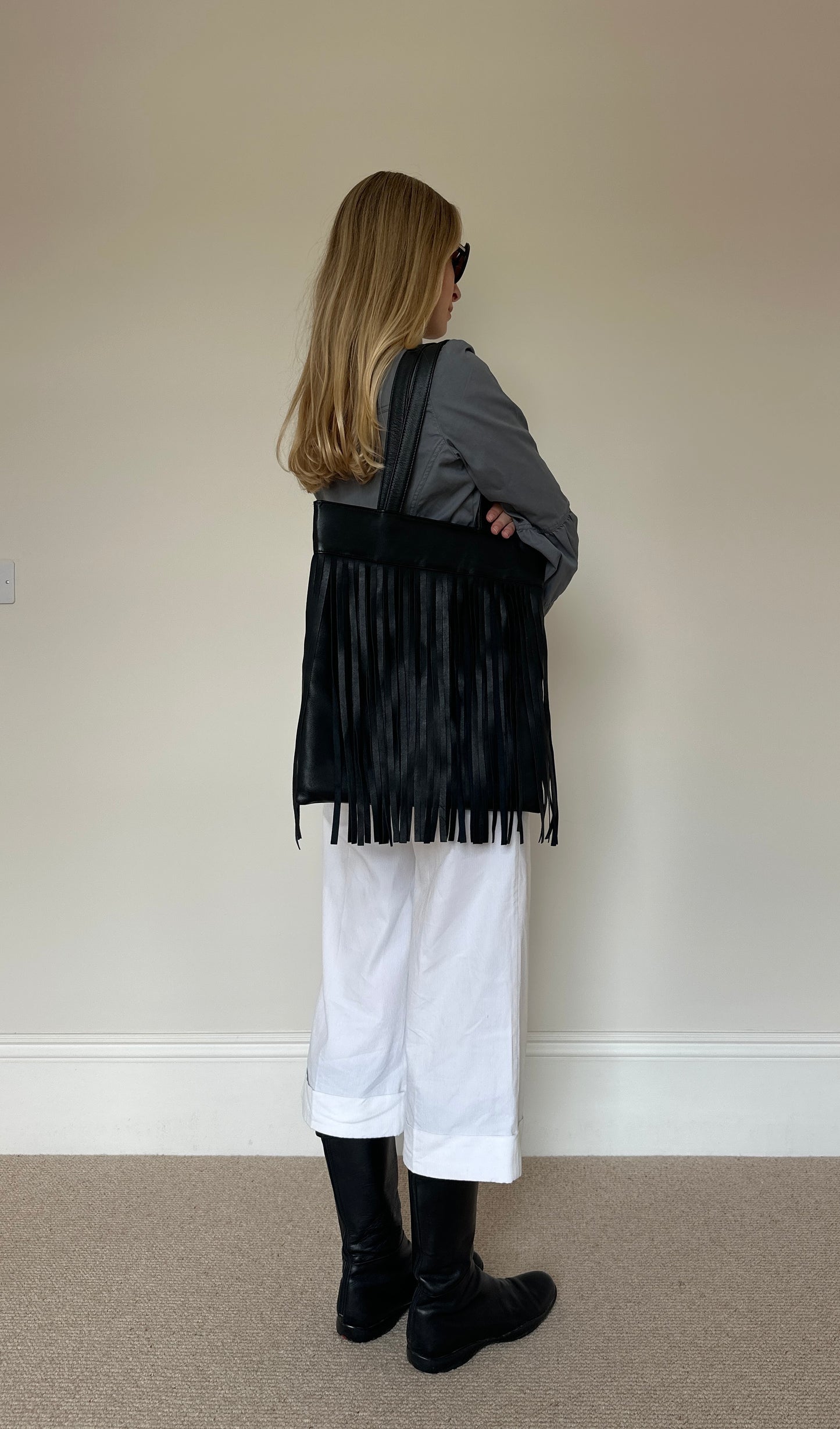 Vintage leather tassle bag