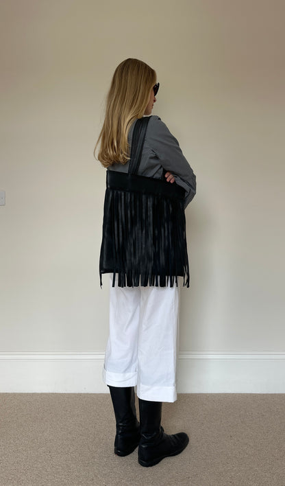 Vintage leather tassle bag