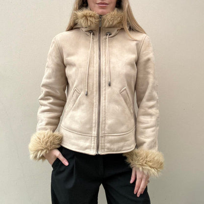 Cream faux suede jacket