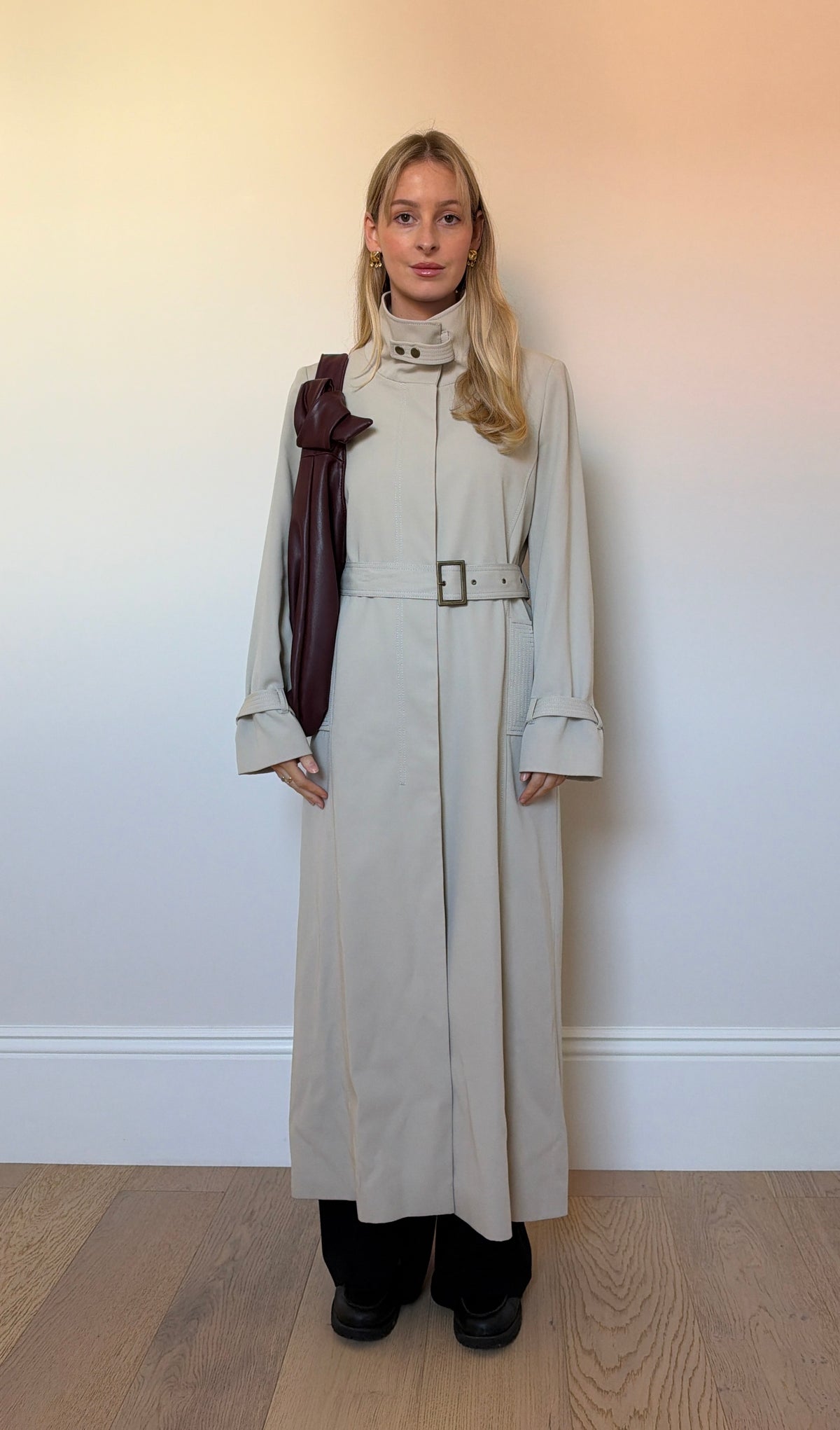 Vintage Cream Full length Trench Coat