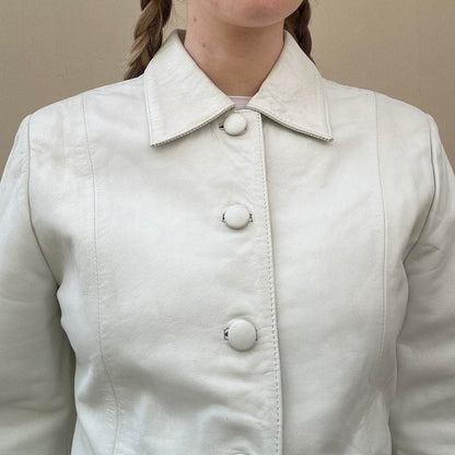 Vintage 00s white leather jacket