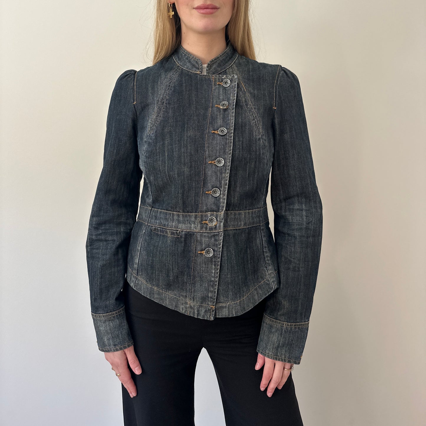 Vintage denim asymmetrical jacket