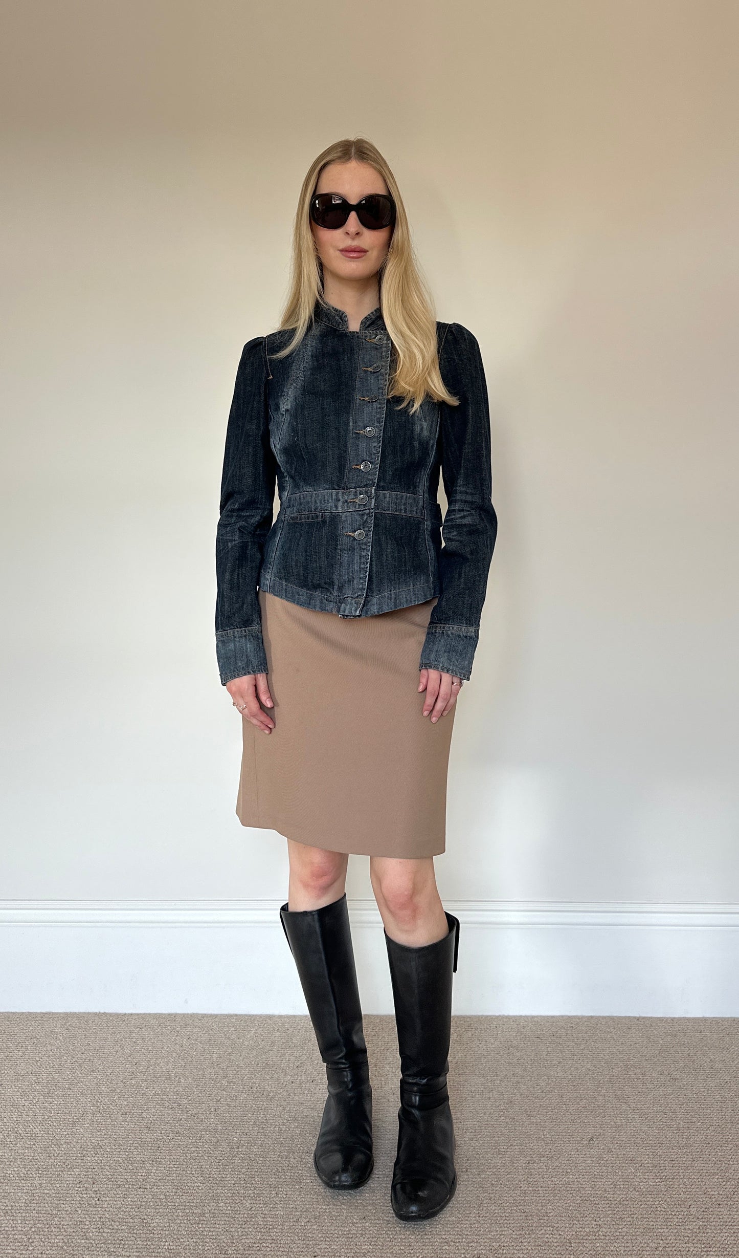 Vintage denim asymmetrical jacket