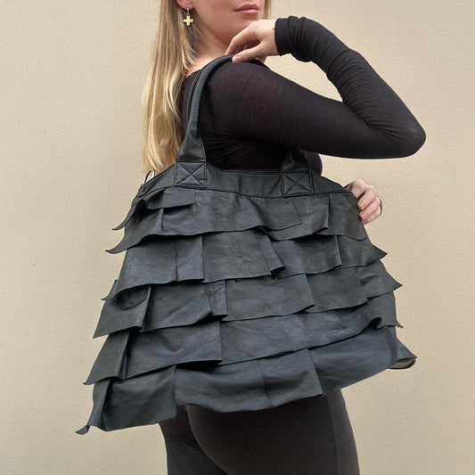 Vintage Black ruffle bag