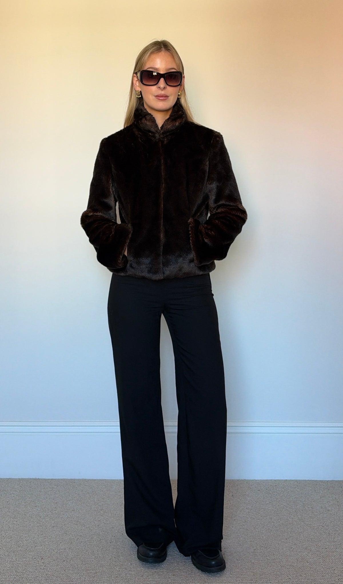 Vintage brown faux fur jacket