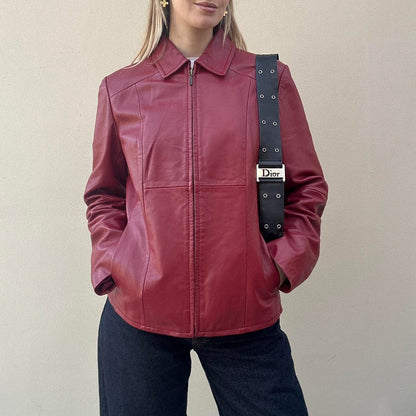 Vintage 90s red leather jacket