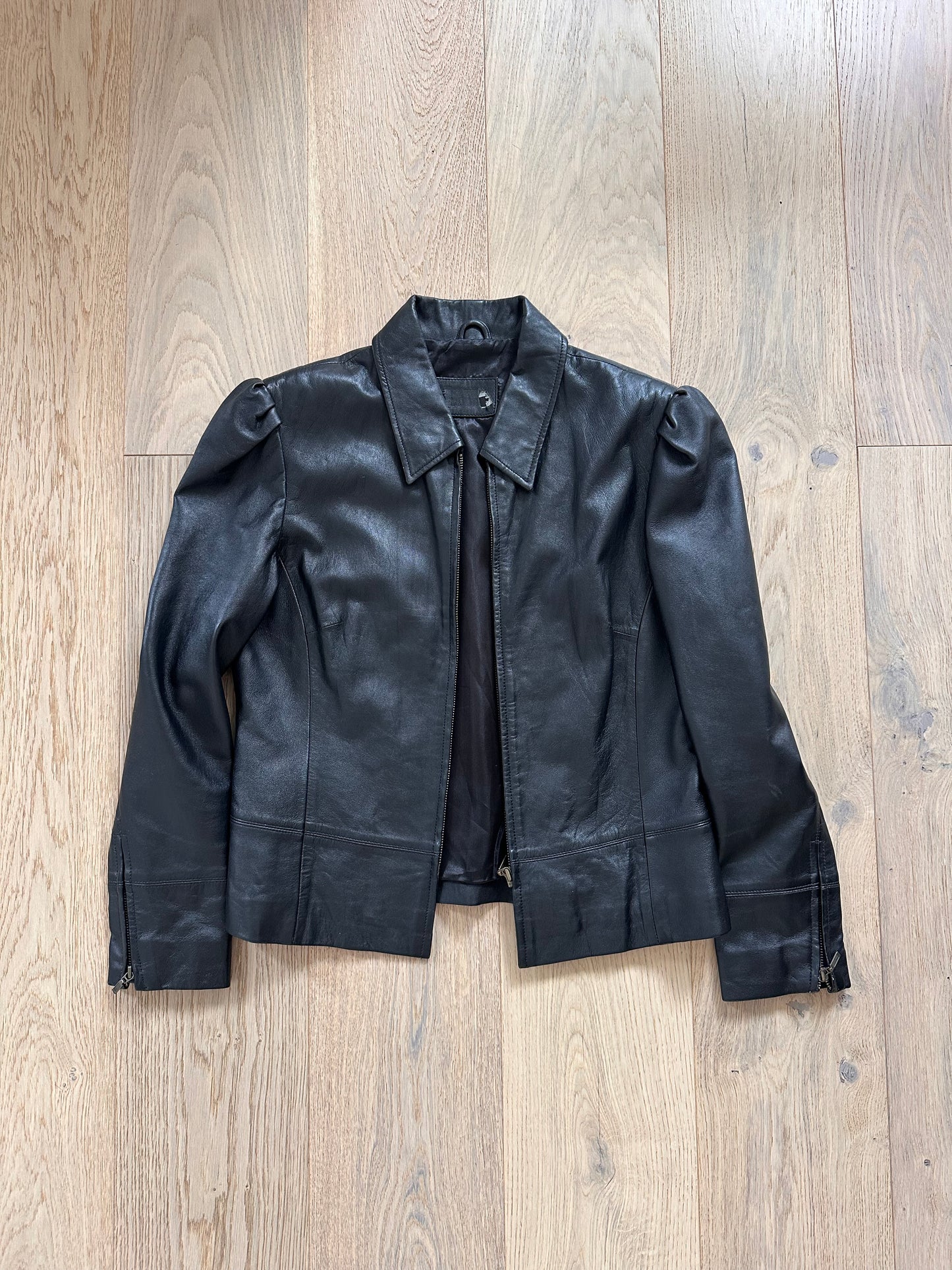 SALE vintage leather puff sleeve jacket