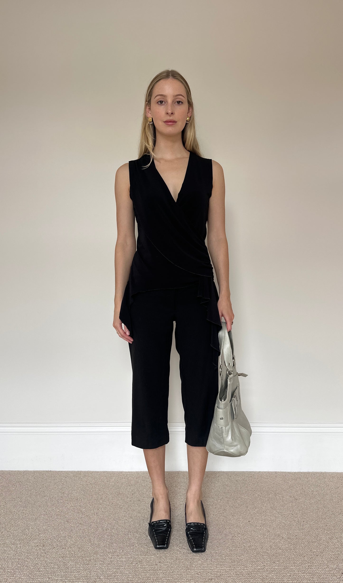 Vintage 00s Black Drape Top