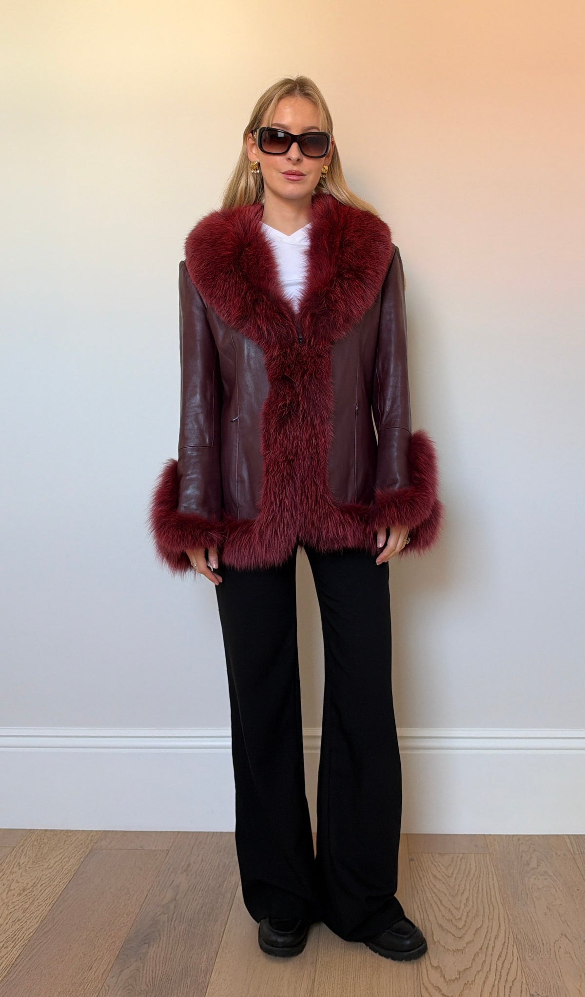 Vintage Burgundy Fur & Leather Jacket