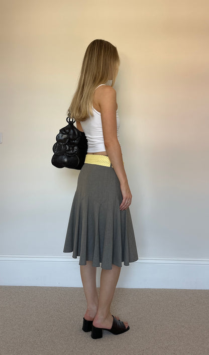 Vintage grey skirt & butter yellow belt