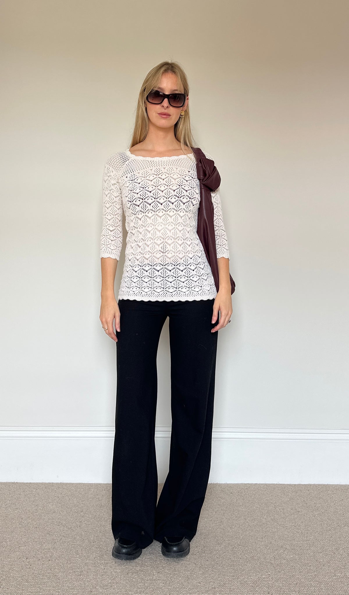 Vintage pointelle Knit Jumper