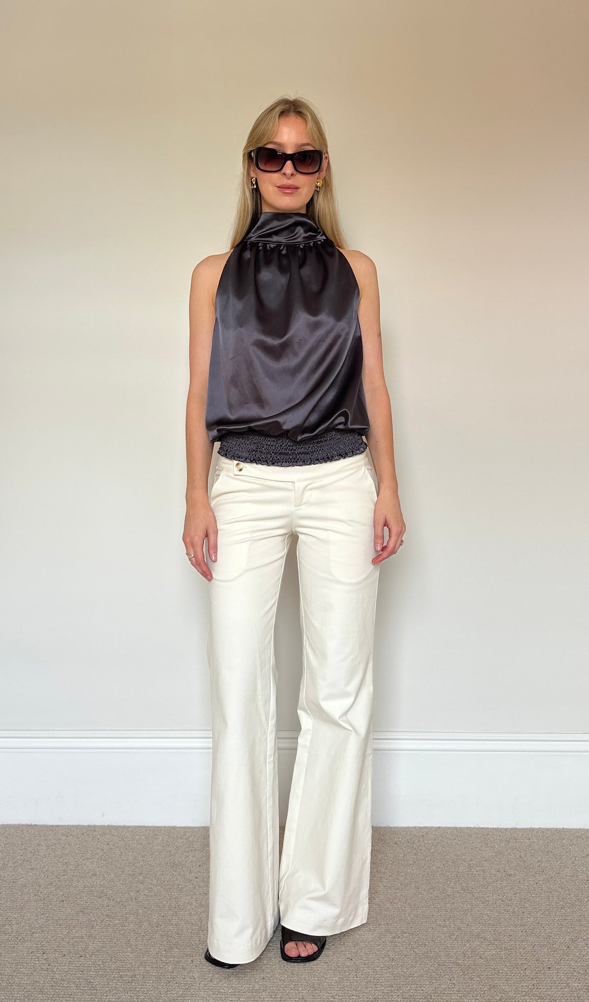 Vintage grey satin halter top
