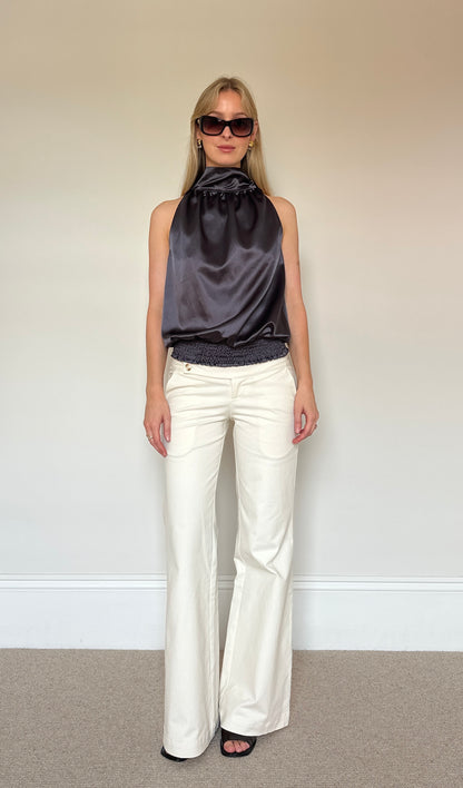 Vintage grey satin halter top