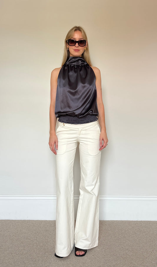 Vintage grey satin halter top
