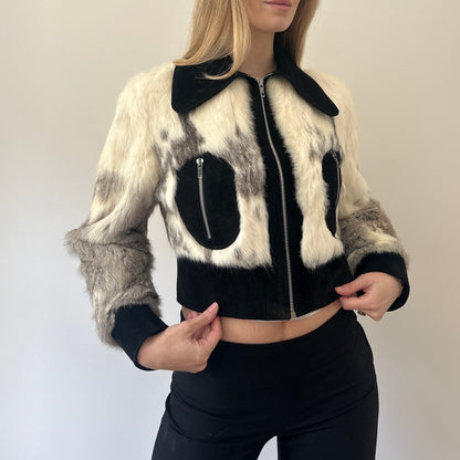 Vintage Fur & suede bomber jacket