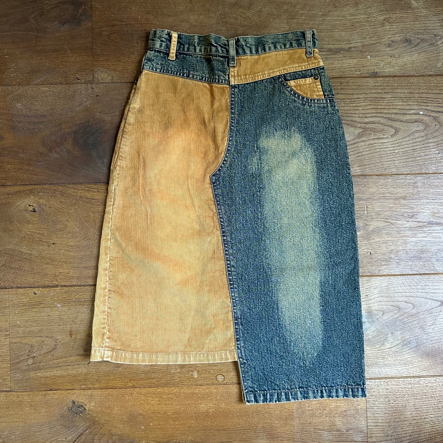 00s denim & corduroy skirt XS