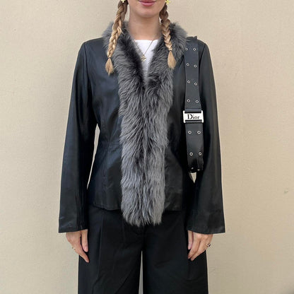 Vintage 00s fur leather jacket