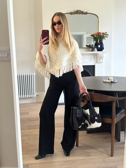 Vintage cream knit poncho