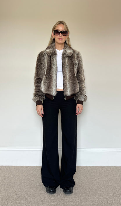 Vintage faux fur bomber jacket