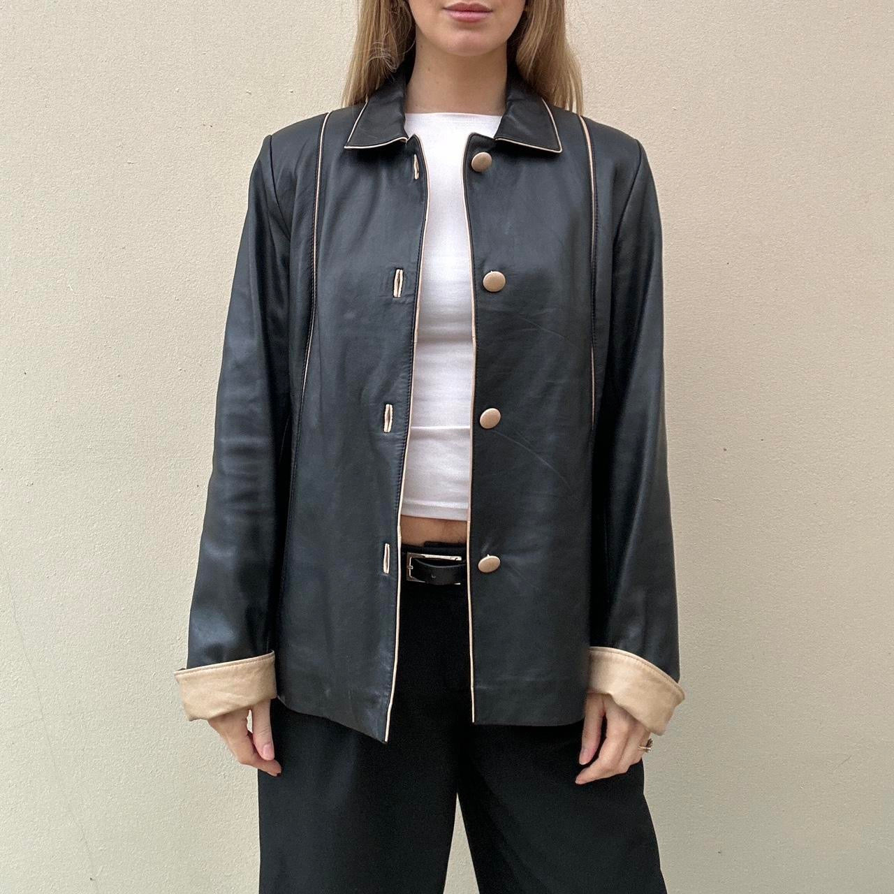 Vintage 90s black leather jacket