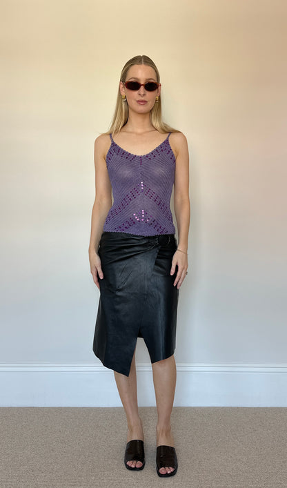 Vintage purple crochet sequin top