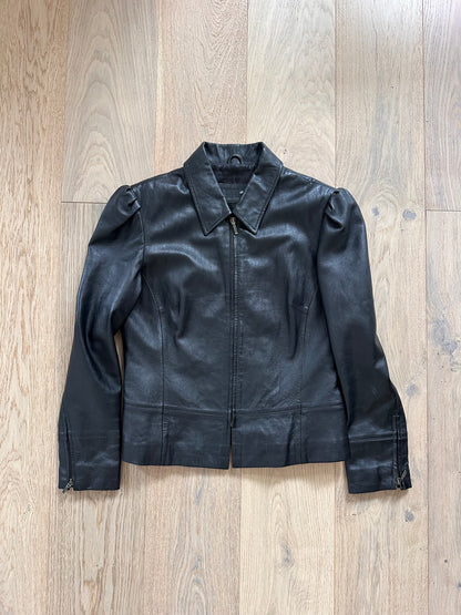 SALE vintage leather puff sleeve jacket