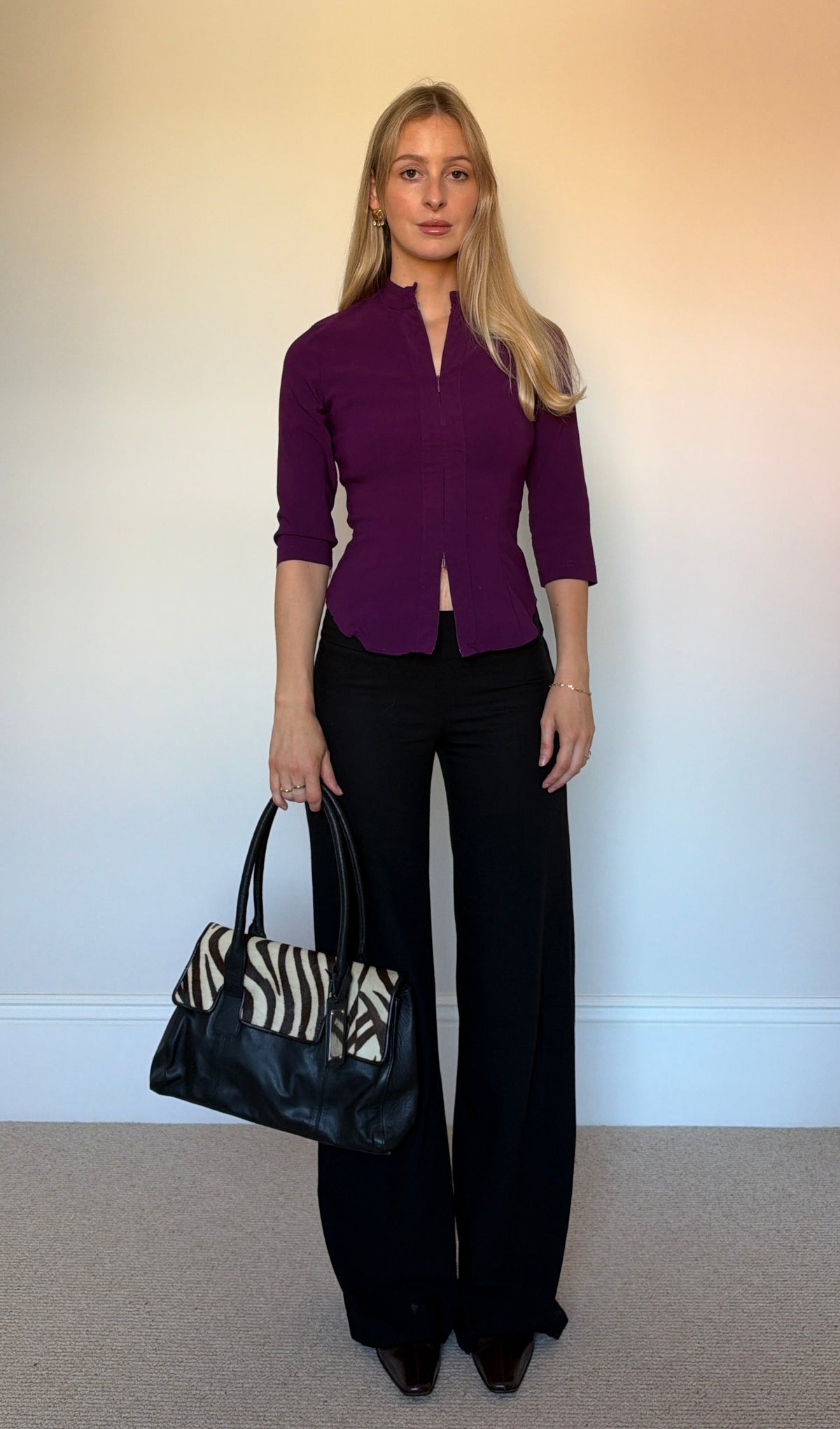 Vintage zebra skin leather bag