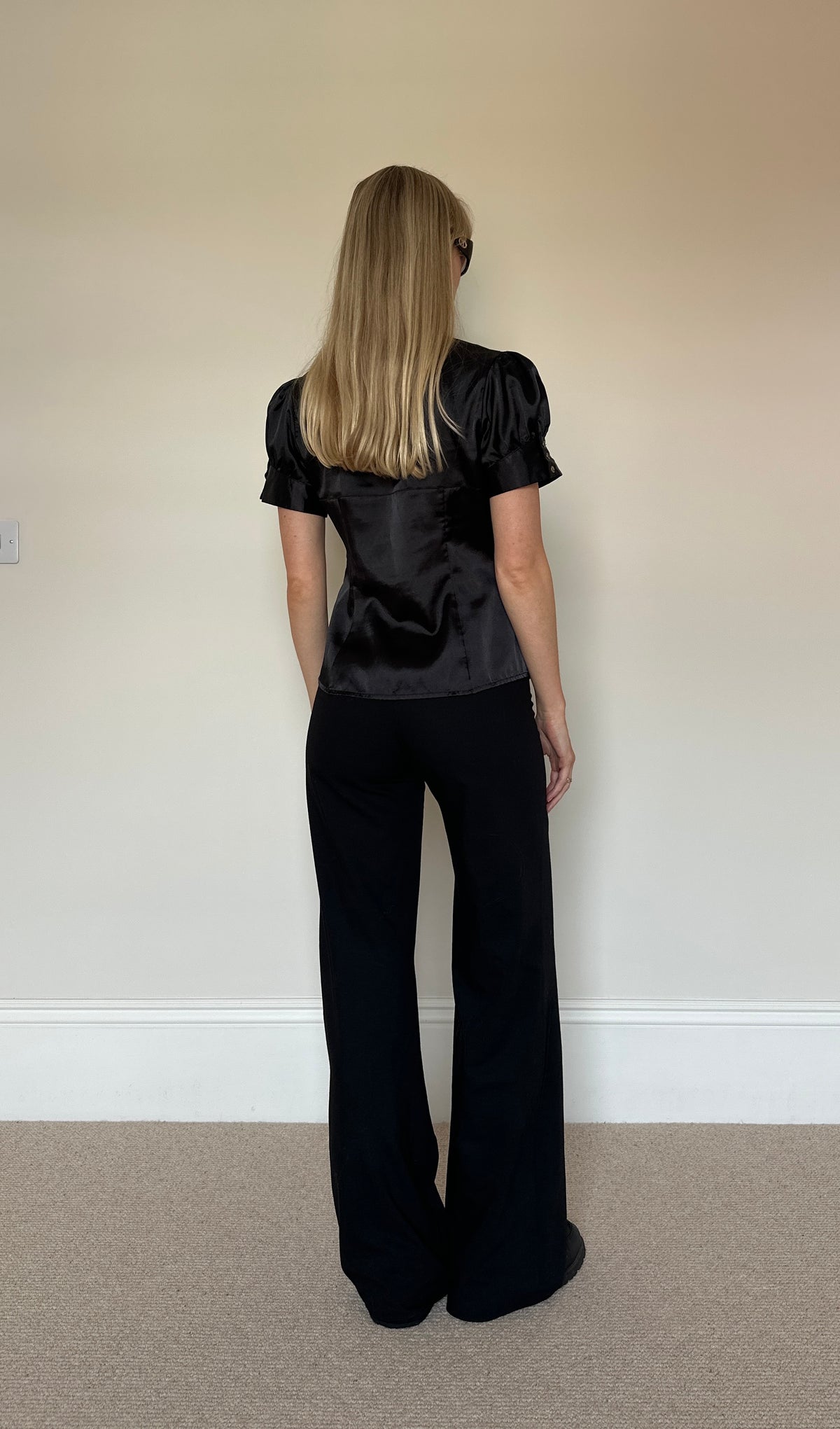 Vintage black satin blouse