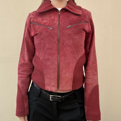 Vintage 90s red suede jacket