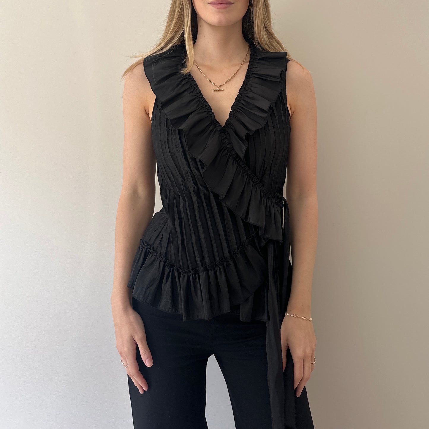 Vintage frill tie top