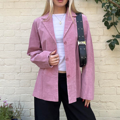 Vintage 00s dusty pink real suede jacket