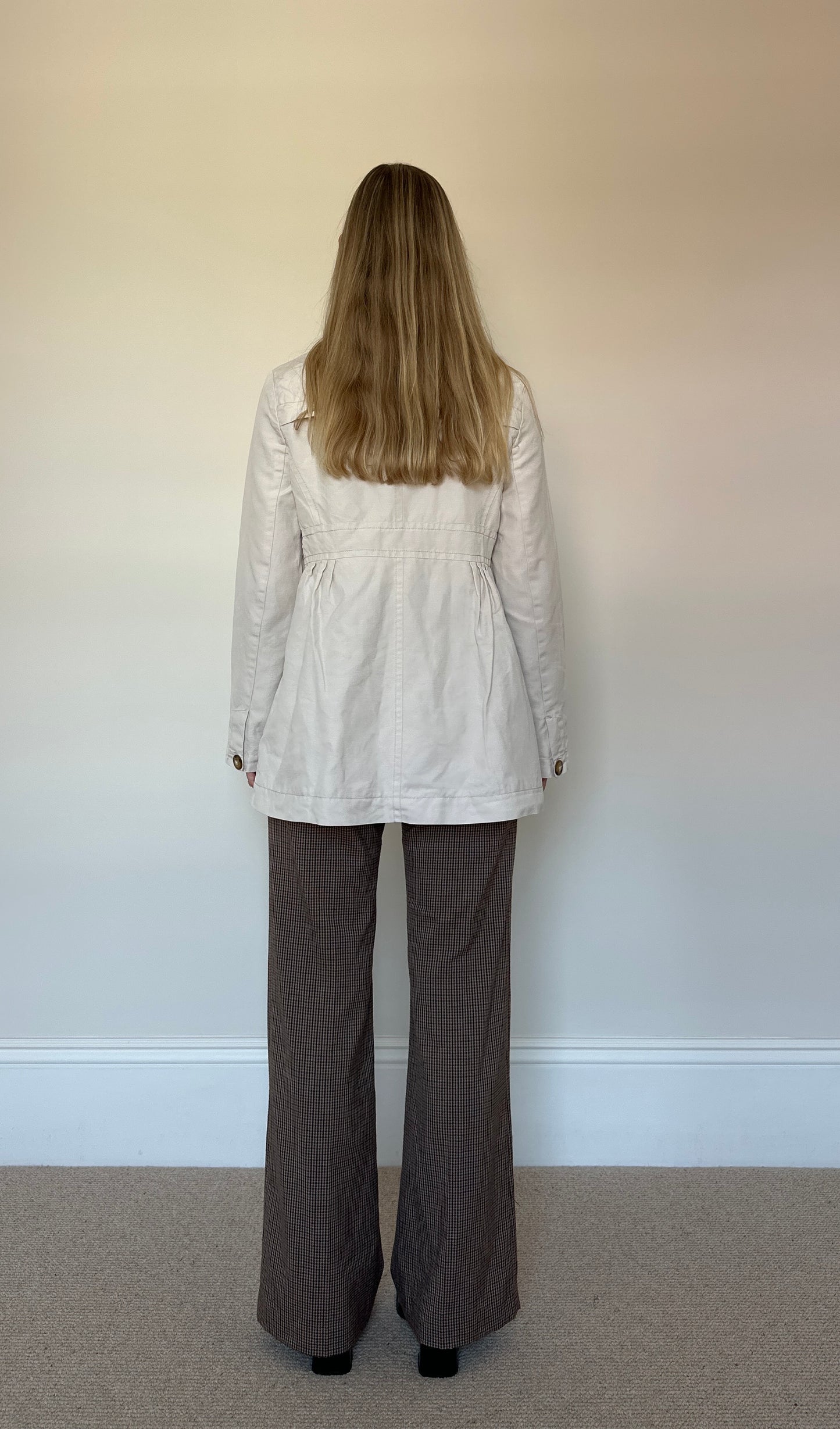 Beige button up trench coat